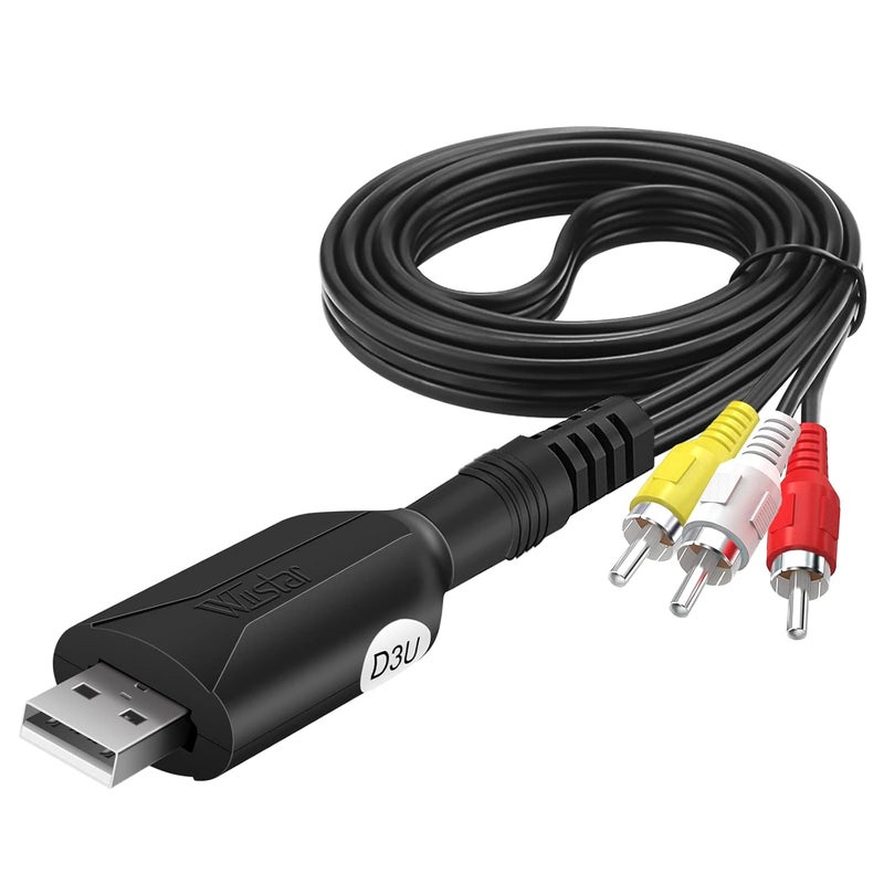 Wiistar USB Audio Video Capture Card VHS VCR to Digital Converter RCA AV to USB Video Capture Device Cable USB 2.0 Video Capture Card Video Grabber for Windows PC - Image 1